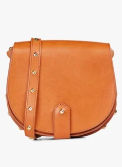 LE MAMOUR CLOUS - Besace à Studs En Cuir | Marron