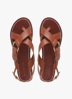 Soeur Sandales Plates En Cuir | Marron 22 Soeur Sandales Plates En Cuir | Marron -Soeur Soldes Boutique 2831476