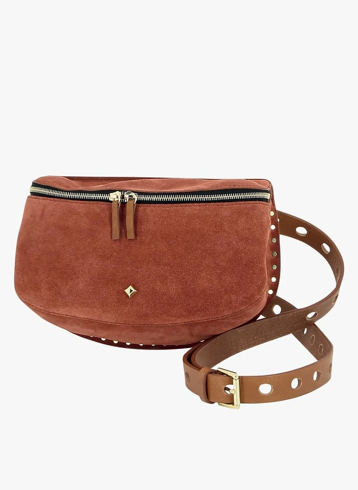 LA LILI - GRDE NANE VELOURS CLOUS - Banane En Cuir | Marron 1 LA LILI - GRDE NANE VELOURS CLOUS - Banane En Cuir | Marron