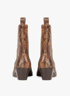 Soeur GAZETTE - Bottines En Cuir Imprimé Motif Python | Marron -Soeur Soldes Boutique 3025958