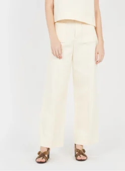 Soeur HARRY - Pantalon Large Taille Haute En Twill De Coton | Beige