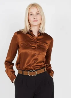 LA BULLE - Ceinture à Boucle En Cuir Velours | Marron -Soeur Soldes Boutique 3775032
