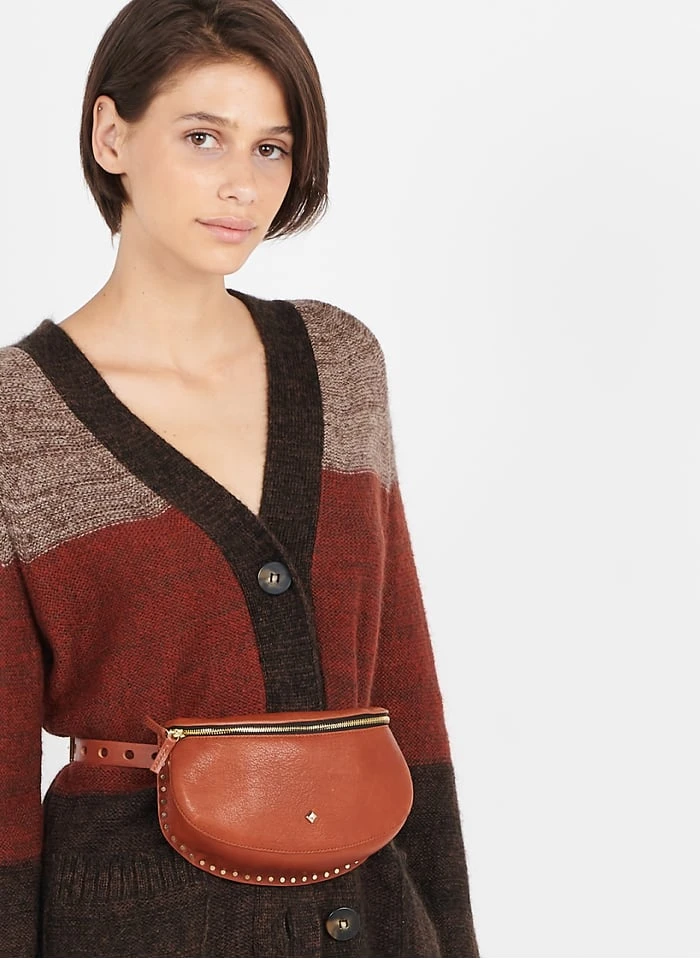 LA LILI - POCH CEINT AJUST CLOUS - Banane En Cuir | Multicolore 3 LA LILI - POCH CEINT AJUST CLOUS - Banane En Cuir | Multicolore – Image 3