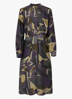 Soeur LAUREN - Robe Midi En Soie Imprimée | Gris -Soeur Soldes Boutique 3984881