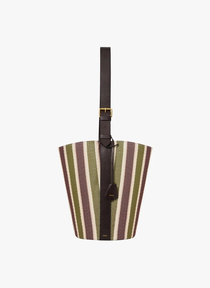 Soeur SAUL - Sac Seau Rayé En Cuir Et Toile | Multicolore 1 Soeur SAUL - Sac Seau Rayé En Cuir Et Toile | Multicolore