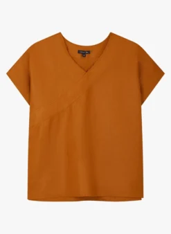 Soeur UZES - Top Ample Col V En Lin | Marron -Soeur Soldes Boutique 3985010