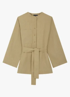 Soeur TABATA - Chemise Col Rond En Lin Lavé | Beige -Soeur Soldes Boutique 3985015