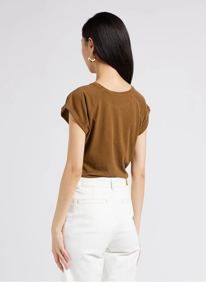 Soeur VALENTINA - Tee-shirt Col Rond Sérigraphié En Coton Mélangé | Marron 2 Soeur VALENTINA - Tee-shirt Col Rond Sérigraphié En Coton Mélangé | Marron – Image 2