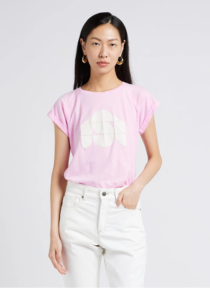 Soeur VALENTINA - Tee-shirt Col Rond Sérigraphié En Coton Mélangé | Rose 1 Soeur VALENTINA - Tee-shirt Col Rond Sérigraphié En Coton Mélangé | Rose