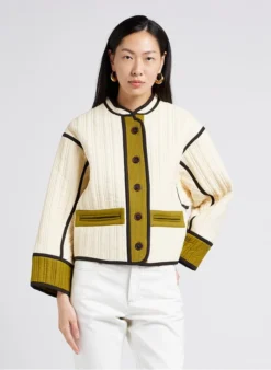 Soeur PATCHOULI - Veste Col Rond En Coton | Beige -Soeur Soldes Boutique 4009824