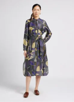 Soeur LAUREN - Robe Midi En Soie Imprimée | Gris -Soeur Soldes Boutique 4009867