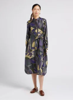 Soeur LAUREN - Robe Midi En Soie Imprimée | Gris
