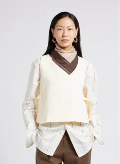 Soeur TISHKA - Top Col Rond En Toile De Coton | Beige