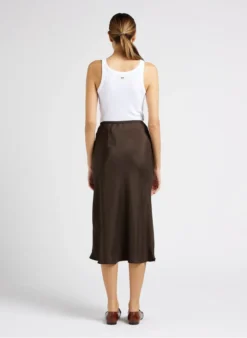 Soeur FEVER - Jupe Midi Fluide En Satin | Kaki -Soeur Soldes Boutique 4012148