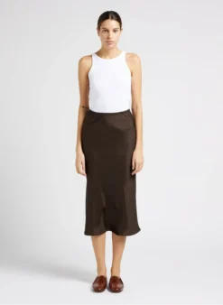 Soeur FEVER - Jupe Midi Fluide En Satin | Kaki -Soeur Soldes Boutique 4012149