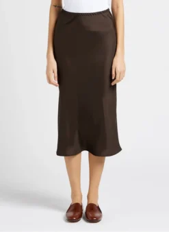 Soeur FEVER - Jupe Midi Fluide En Satin | Kaki -Soeur Soldes Boutique 4012151