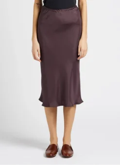 Soeur FEVER - Jupe Midi Fluide En Satin | Kaki