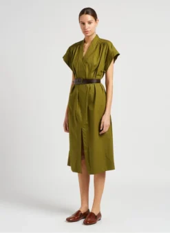Soeur MARTINIQUE - Robe Midi En Popeline De Coton | Vert -Soeur Soldes Boutique 4043818