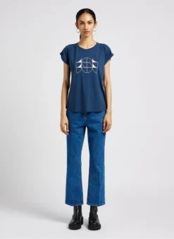 Soeur VALENTINA - Tee-shirt Col Rond Sérigraphié En Coton Mélangé | Bleu 8 Soeur VALENTINA - Tee-shirt Col Rond Sérigraphié En Coton Mélangé | Bleu -Soeur Soldes Boutique 4044326