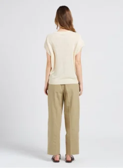 Soeur SARAJEVO - Pantalon Droit Chiné En Lin | Beige -Soeur Soldes Boutique 4058690