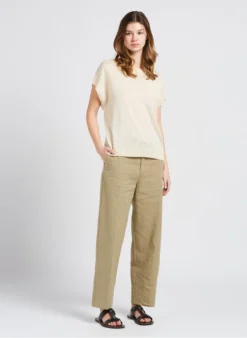 Soeur SARAJEVO - Pantalon Droit Chiné En Lin | Beige -Soeur Soldes Boutique 4058691