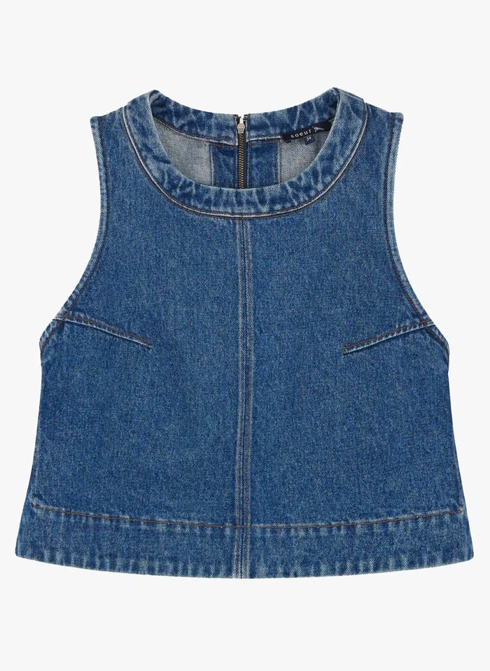 Soeur PAMPA - Top Court En Denim | Jean Délavé 1 Soeur PAMPA - Top Court En Denim | Jean Délavé