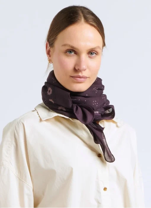 Soeur Foulard En Voile De Coton Imprimé | Violet -Soeur Soldes Boutique 4092372