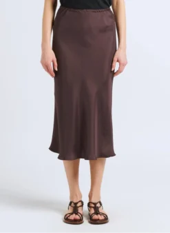 Soeur FEVER - Jupe Midi Fluide En Satin | Gris