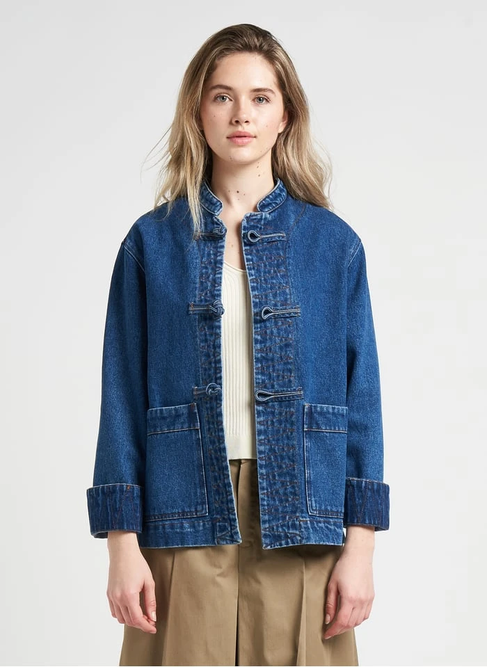 Soeur UTRECHT - Veste Denim à Brandebourgs En Coton | Jean Délavé 1 Soeur UTRECHT - Veste Denim à Brandebourgs En Coton | Jean Délavé