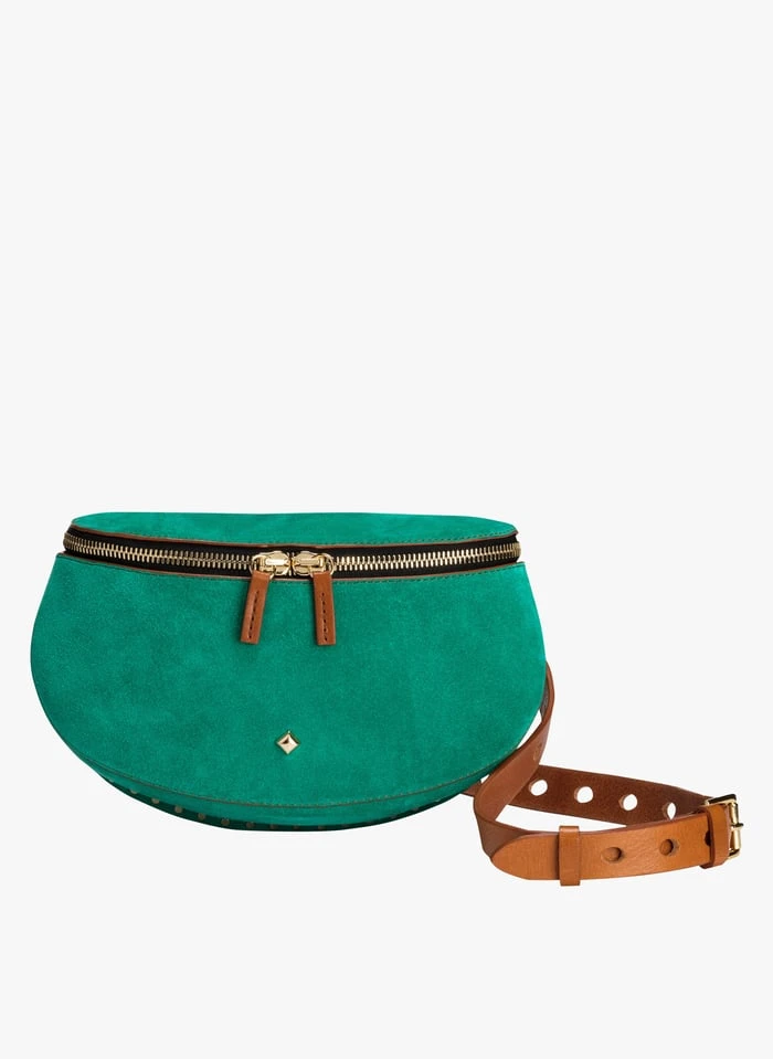LA NEW LILI - Sac Banane En Cuir Velours | Vert 1 LA NEW LILI - Sac Banane En Cuir Velours | Vert