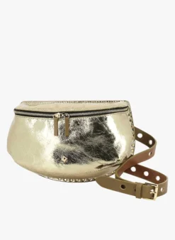 LA NEW LILI - Sac Banane En Cuir Métallisé | Marron