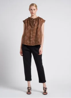 Soeur TANGER - Blouse Col Rond En Lin Flammé | Marron 12 Soeur TANGER - Blouse Col Rond En Lin Flammé | Marron -Soeur Soldes Boutique 4151279