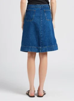 Soeur MINORQUE - Jupe Midi évasée En Coton Denim | Jean Délavé -Soeur Soldes Boutique 4151933