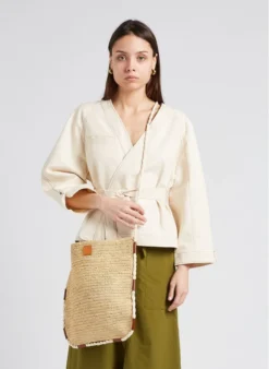 Soeur TAHO - Veste Kimono Croisée En Coton Bio | Beige