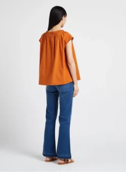 Soeur TANGER - Top En Popeline De Coton | Orange -Soeur Soldes Boutique 4156375