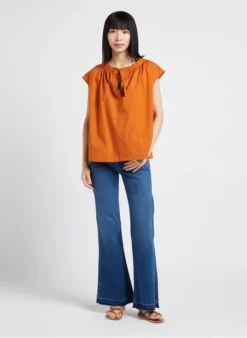 Soeur TANGER - Top En Popeline De Coton | Orange -Soeur Soldes Boutique 4156376