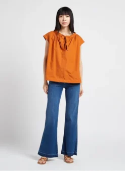 Soeur TANGER - Top En Popeline De Coton | Orange -Soeur Soldes Boutique 4156379