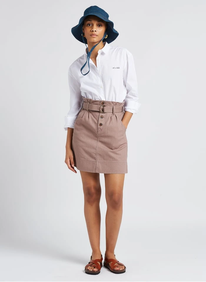 Soeur MUGUET - Jupe Courte Ceinturée En Coton Denim | Violet 4 Soeur MUGUET - Jupe Courte Ceinturée En Coton Denim | Violet – Image 4