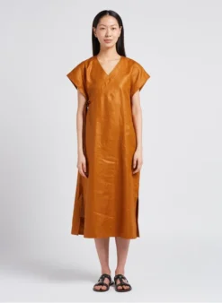 Soeur USHUAIA - Robe Midi Col V En Lin | Marron