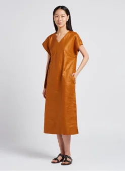 Soeur USHUAIA - Robe Midi Col V En Lin | Marron 9 Soeur USHUAIA - Robe Midi Col V En Lin | Marron -Soeur Soldes Boutique 4179394