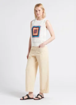 Soeur THABOR - Pantalon Large En Coton Lavé | Beige -Soeur Soldes Boutique 4183293