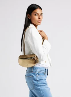 LA NEW LILI - Sac Banane En Cuir Métallisé | Marron -Soeur Soldes Boutique 4220633