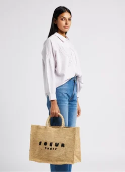 Soeur PAPAYE - Cabas En Paille Naturelle | Noir -Soeur Soldes Boutique 4220881