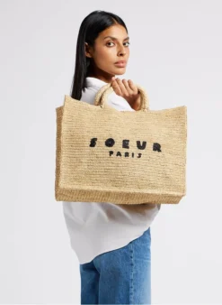 Soeur PAPAYE - Cabas En Paille Naturelle | Noir -Soeur Soldes Boutique 4220882
