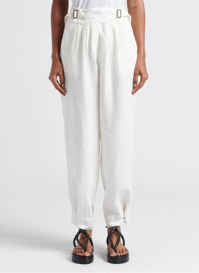 Soeur TRIOMPHE - Pantalon En Lin Flammé Lavé | Blanc 1 Soeur TRIOMPHE - Pantalon En Lin Flammé Lavé | Blanc